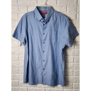 Cremieux slim fit button up shirt Men's size XL Blue short sleeve